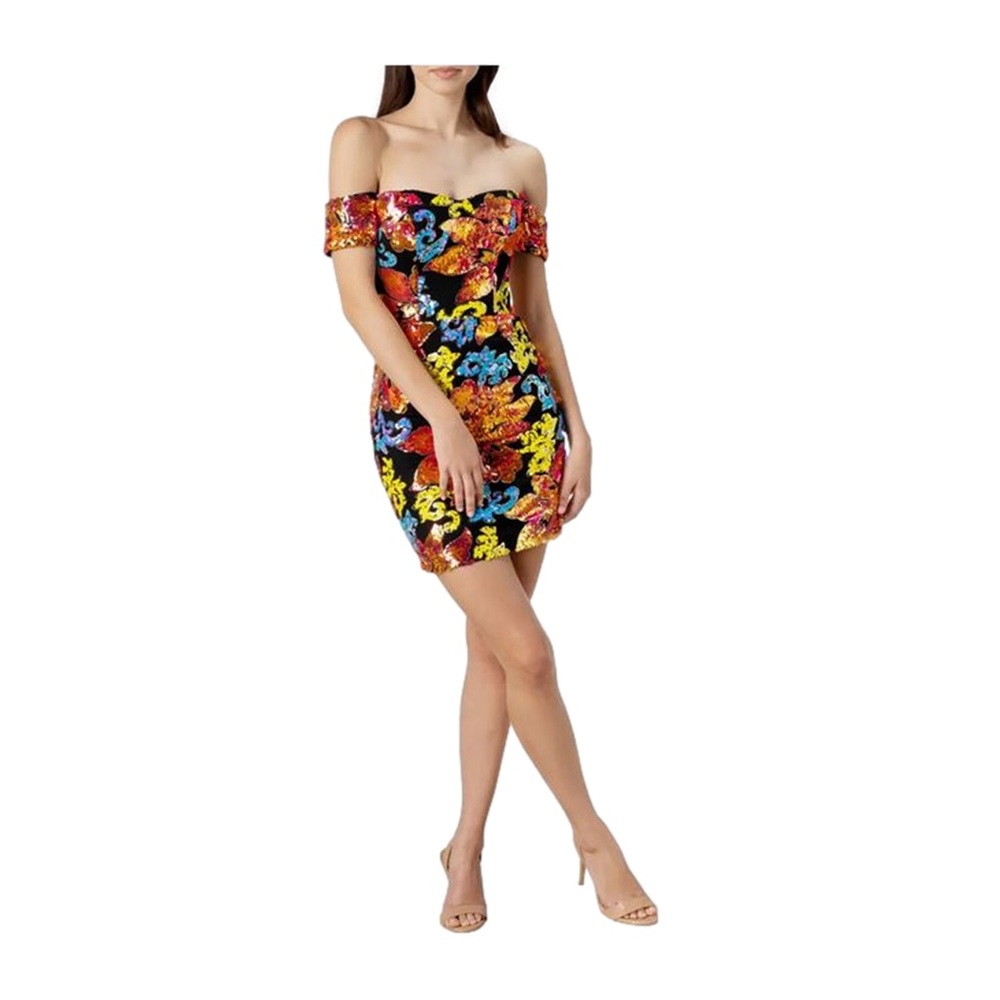 Jada Floral Sequin Off the Shoulder Cocktail Minidress by Dress The Population